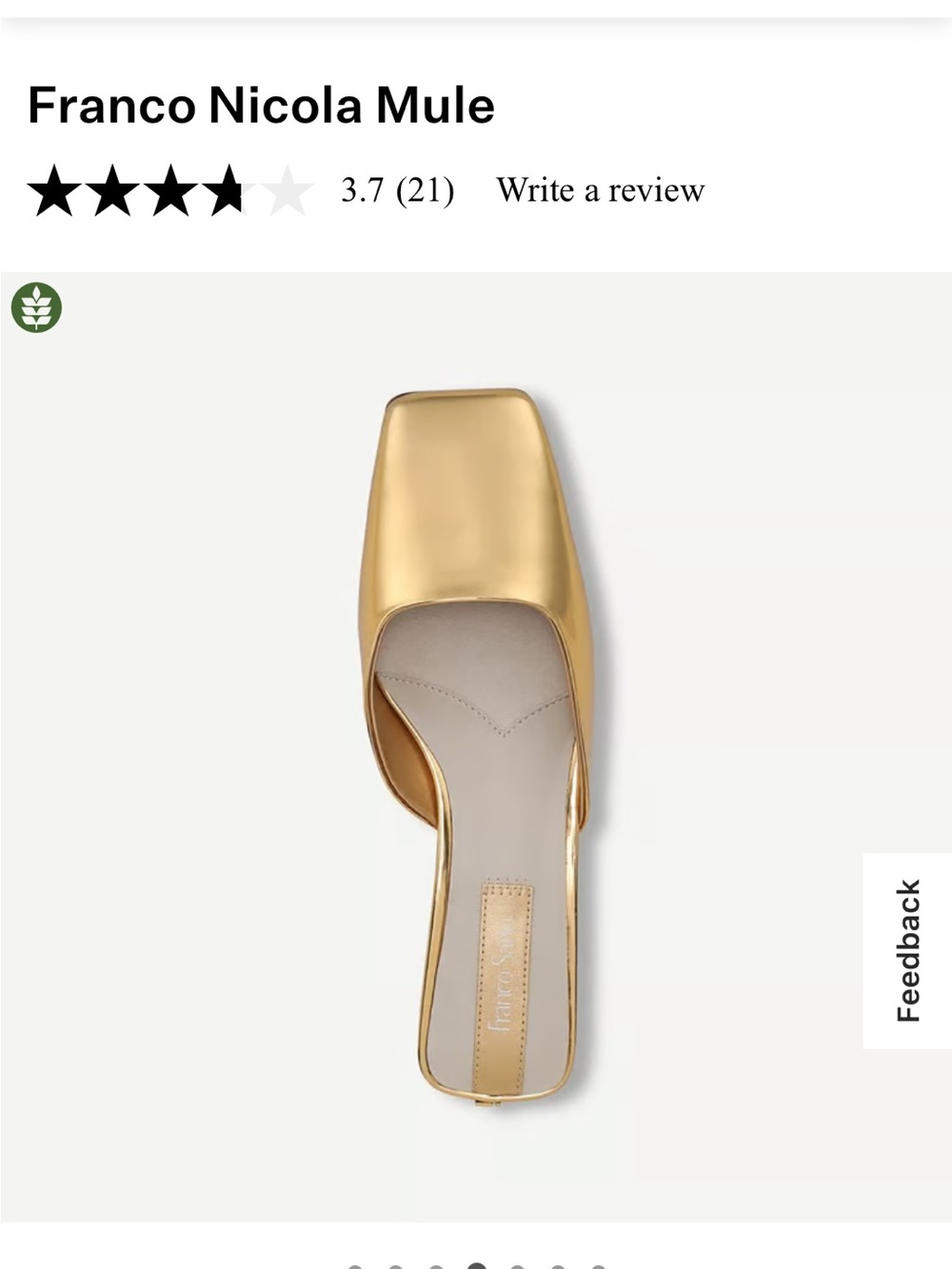 Without box Franco Sarto Metallic Gold Square-Toe Mule